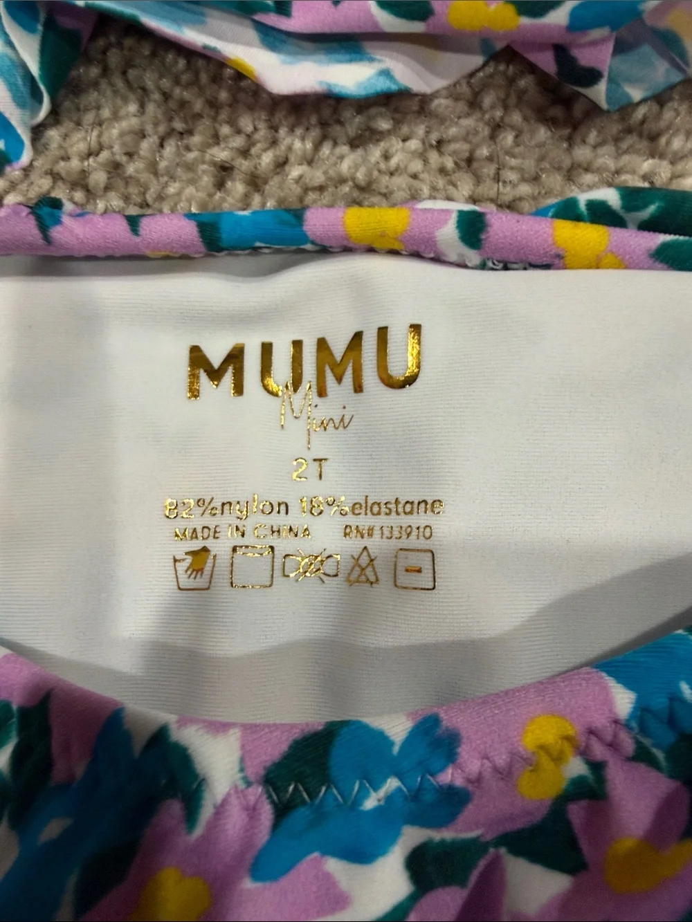 Show Me Your MuMu Lavender Multi Floral Ruffle Kids Bikini
